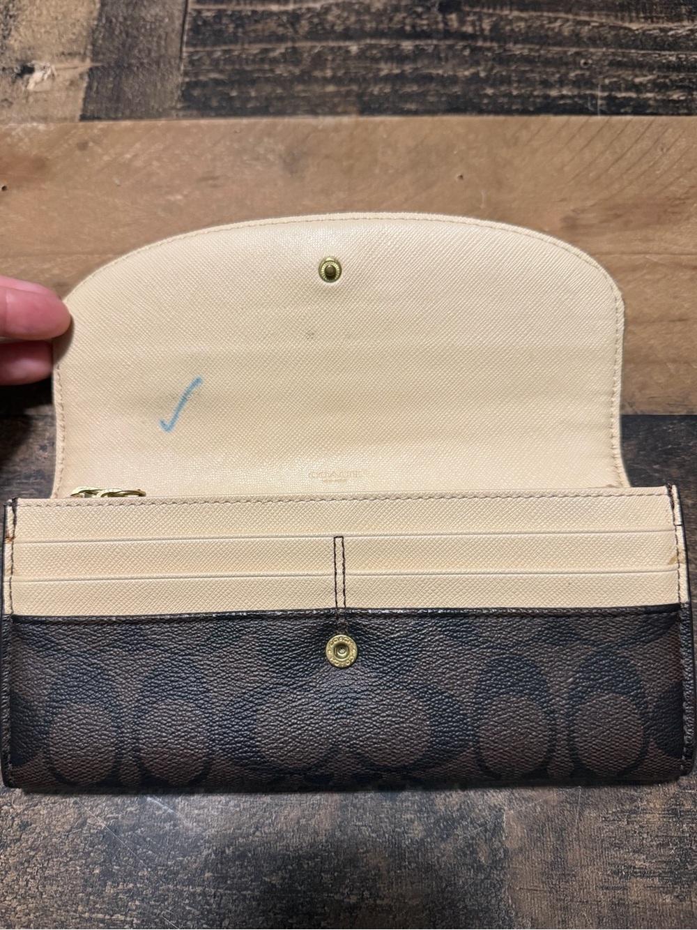 Coach Peyton Signature Envelope Snap Wallet with Pouch - Picture 6 of 11